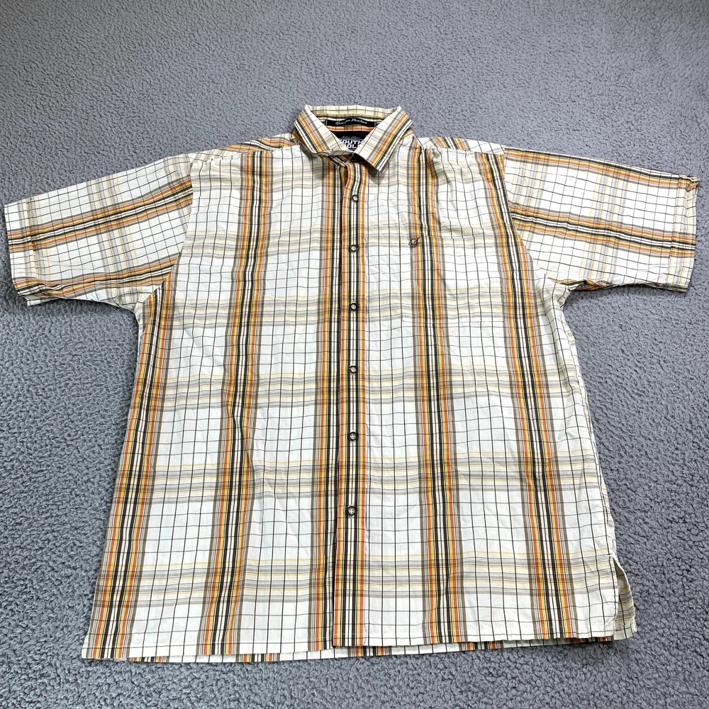 South Pole Shirt Mens Large Plaid Button Up Short Sleeve Hip Hop Y2K Hexagon *
